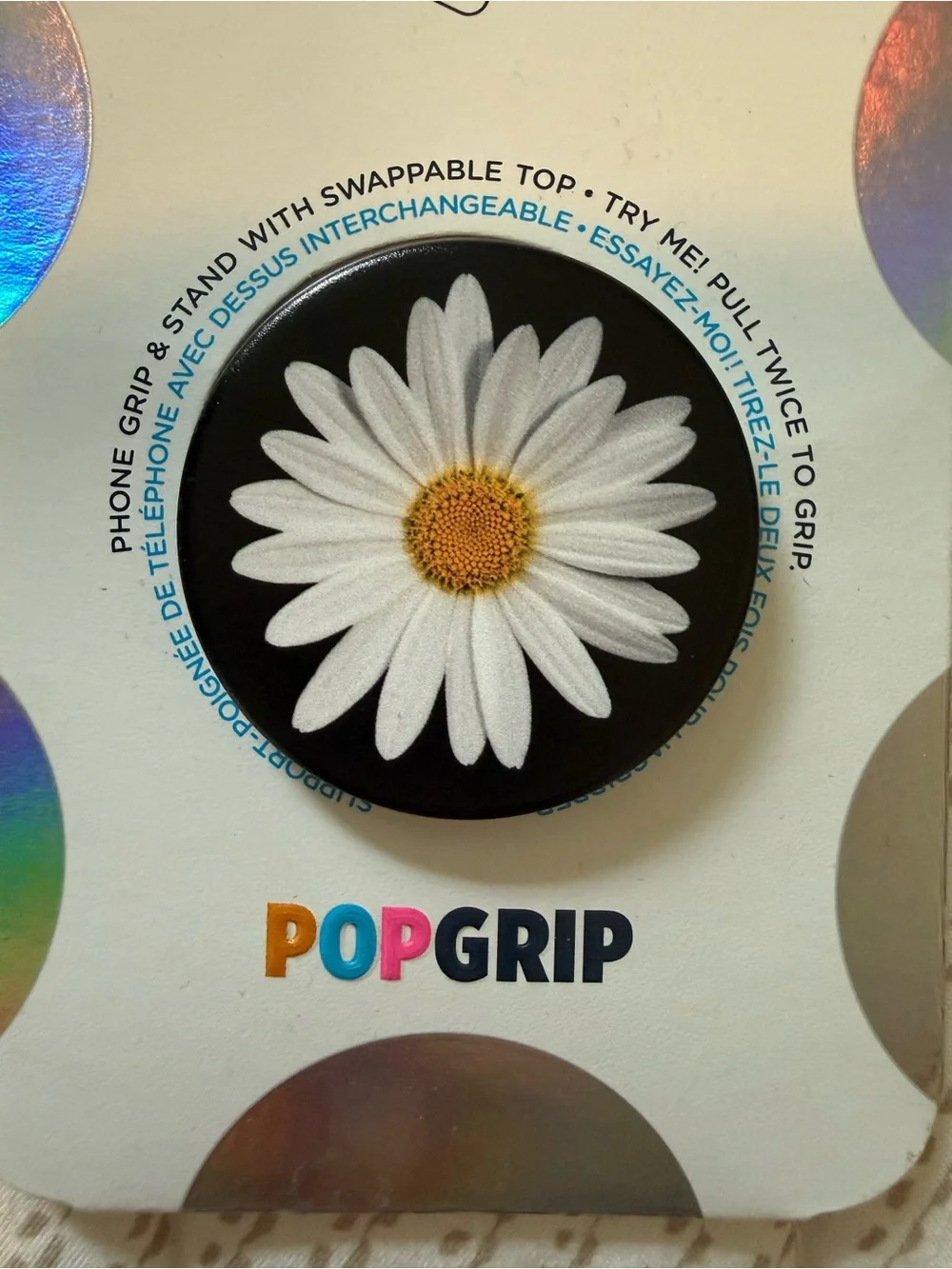 PopSocket PopGrip Black with White Daisy